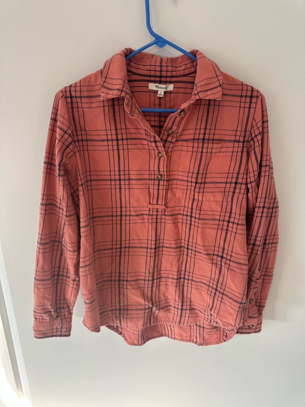 Madewell Lightweight Plaid Button-Front Shirt - Rust Pink